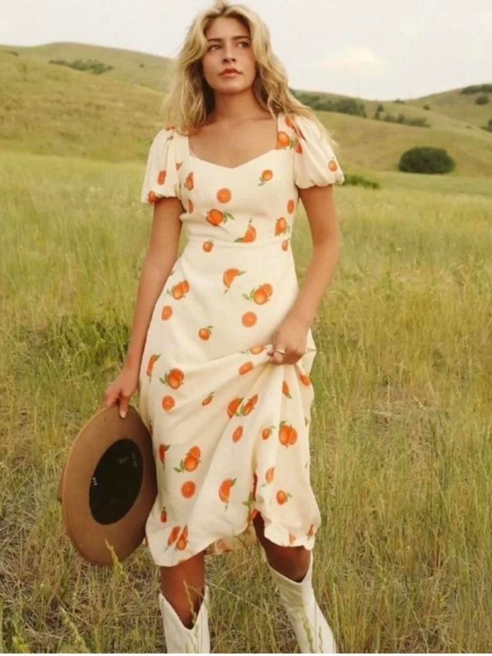 Jo West Darcie Mandarin Orange Midi Dress